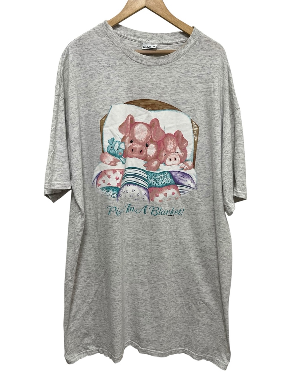 Vintage 1990’s Pigs In a Blanket Graphic T Shirt Nightgown Size 2x
